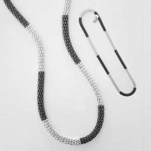 NWT Style & Co. 38" Mesh Chain Necklace, Silver & Hematite Tone, Fashion Jewelry